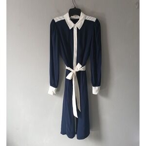 Talbots Womens Size 4 Belted Fit and Flare Midi Shirtdress Tie Waist Button Down